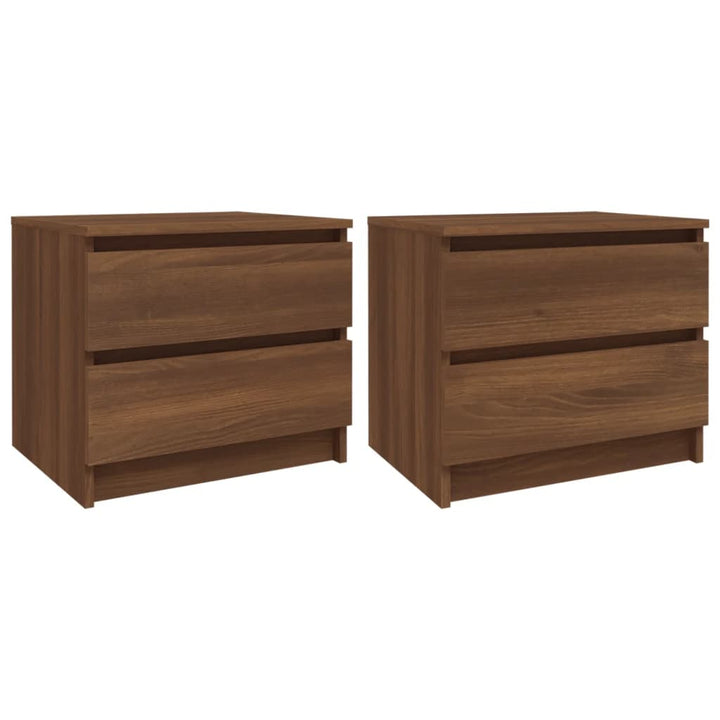 sengeborde 2 stk. 50x39x43,5 cm konstrueret træ brunt egetræ