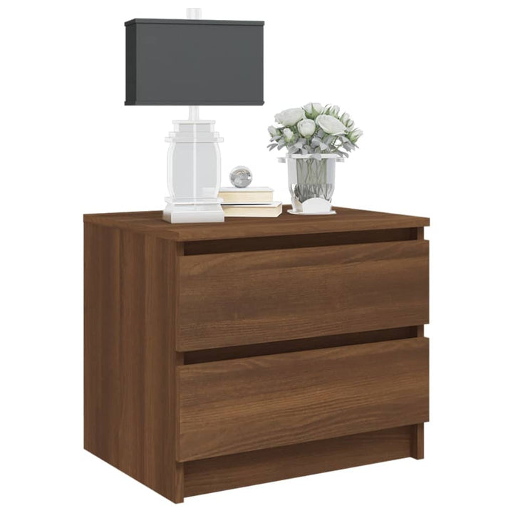 sengeborde 2 stk. 50x39x43,5 cm konstrueret træ brunt egetræ