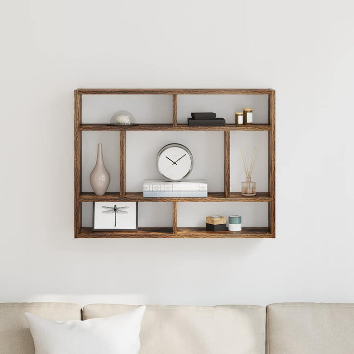 væghylde 75x16x55 cm konstrueret træ røget egetræsfinish