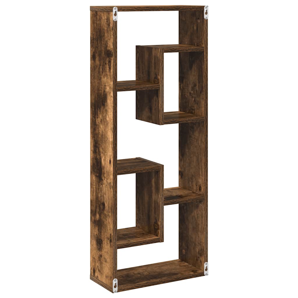 væghylde 36x16x90 cm konstrueret træ røget egetræsfinish