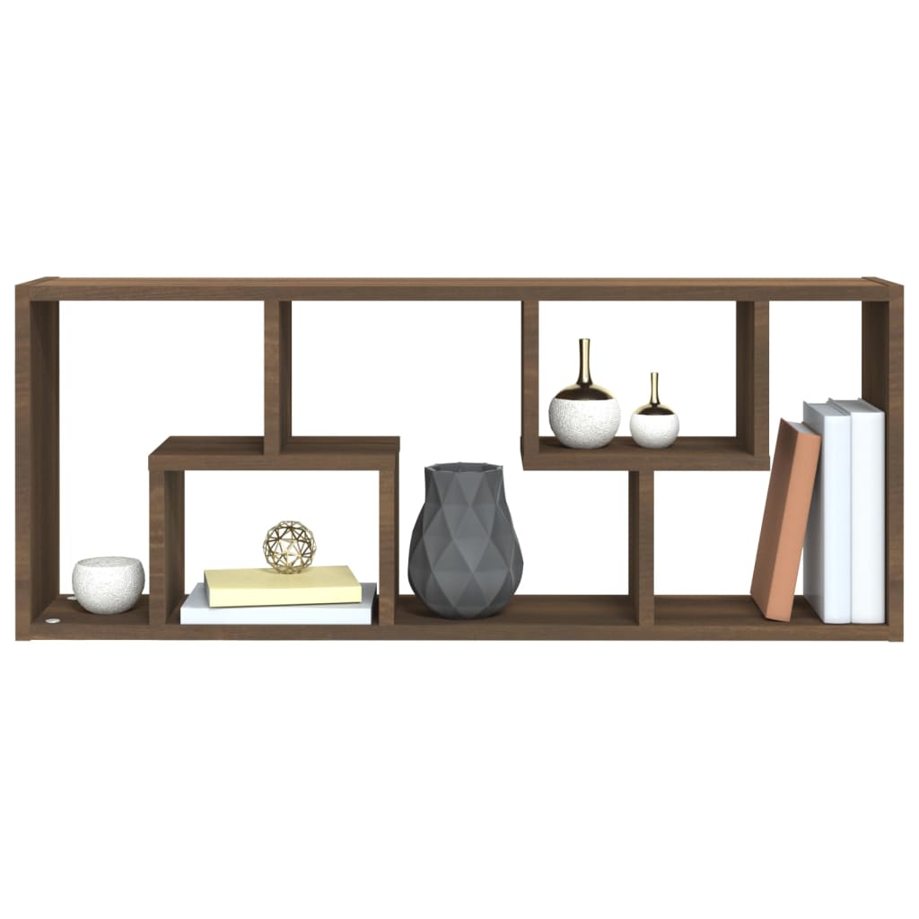 væghylde 36x16x90 cm konstrueret træ brun egetræsfarve