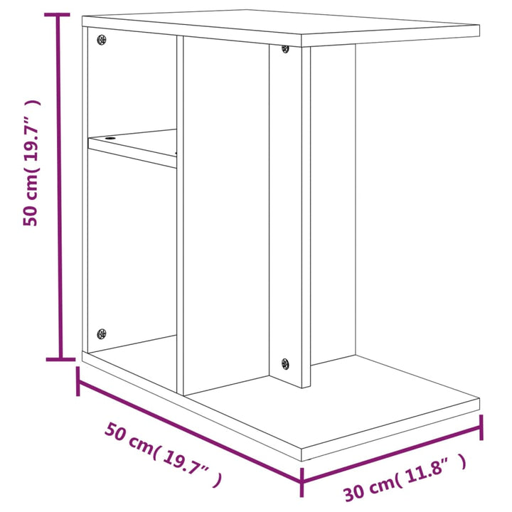 sidebord 50x30x50 cm konstrueret træ røget egetræsfarve