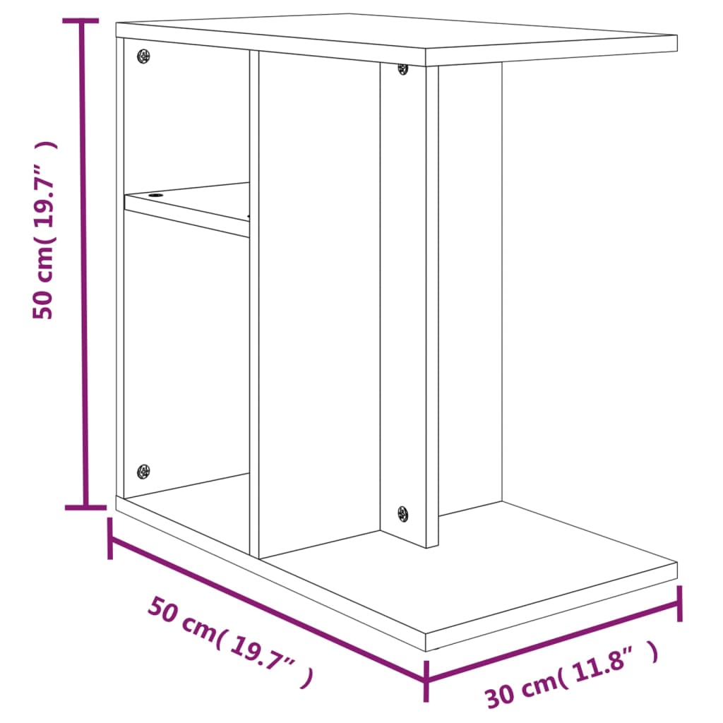 sidebord 50x30x50 cm konstrueret træ grå sonoma-eg