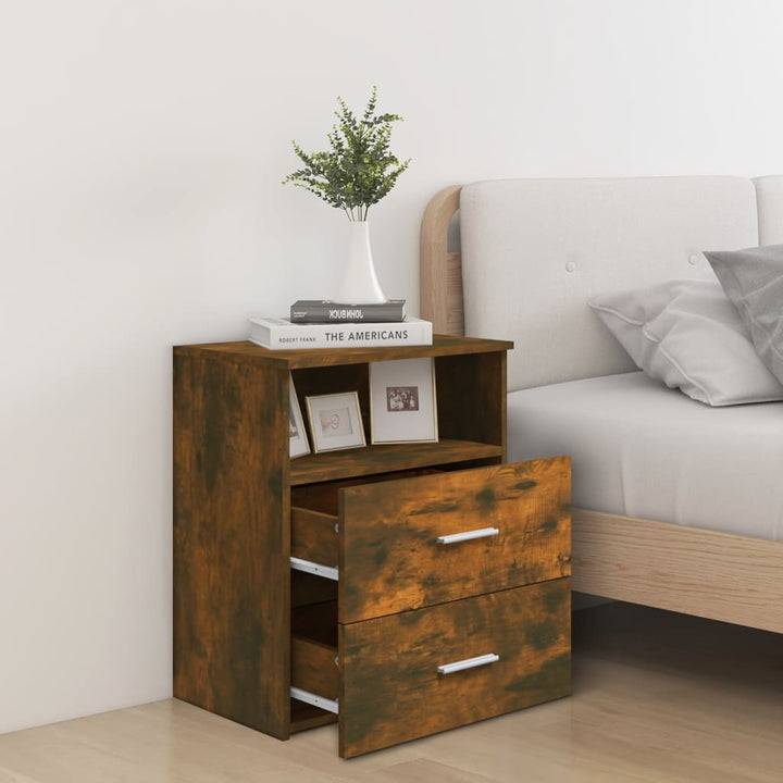 sengeborde 2 stk. 50x32x60 cm røget egetræsfinish
