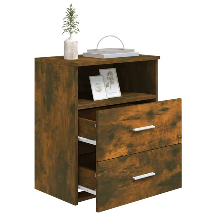 sengeborde 2 stk. 50x32x60 cm røget egetræsfinish