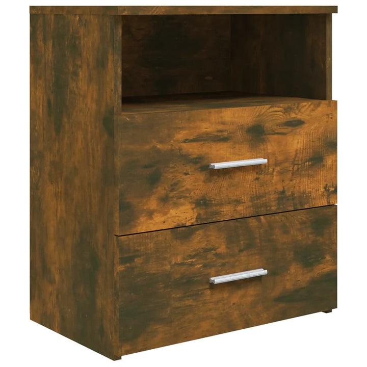 sengeborde 2 stk. 50x32x60 cm røget egetræsfinish