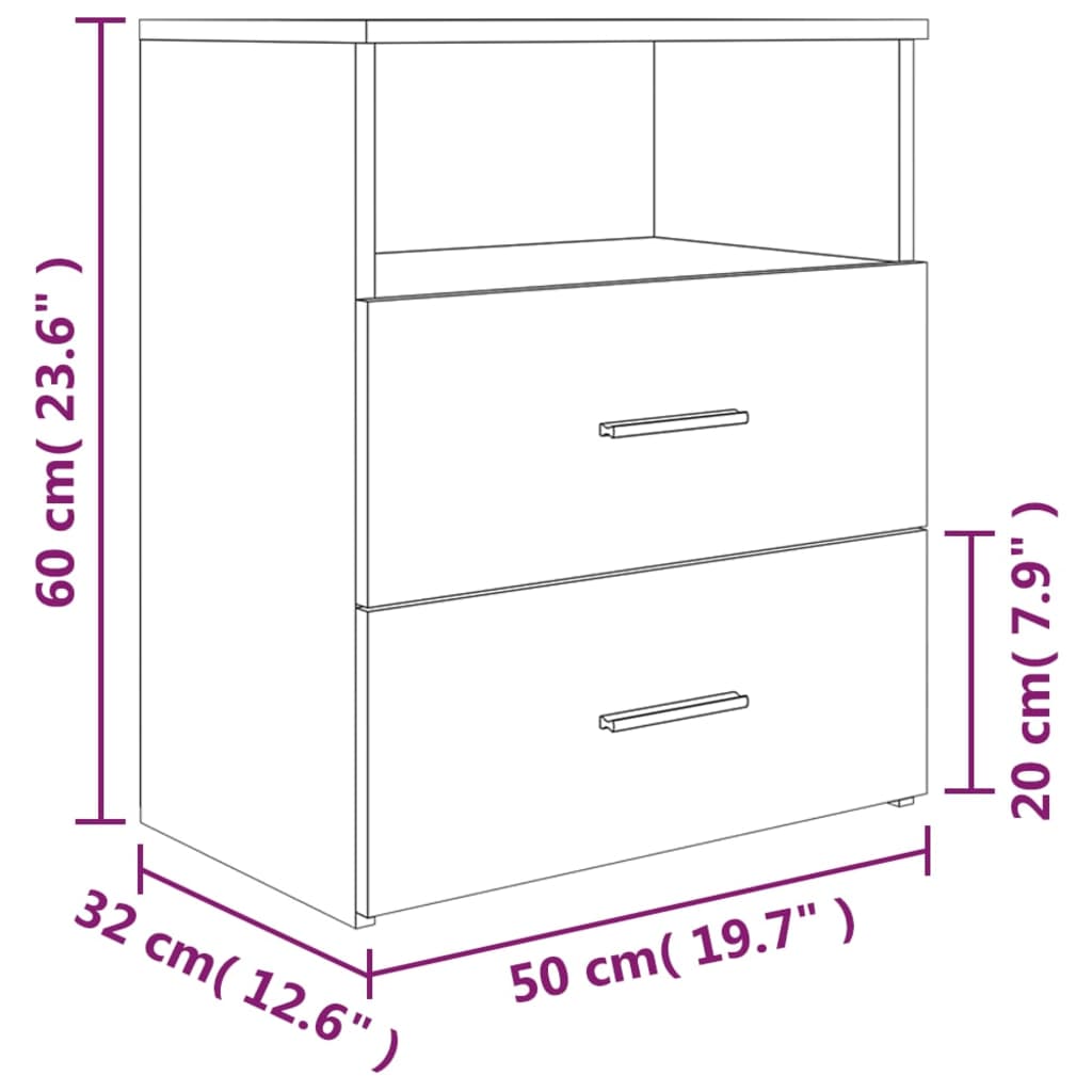 sengeborde 2 stk. 50x32x60 cm røget egetræsfinish