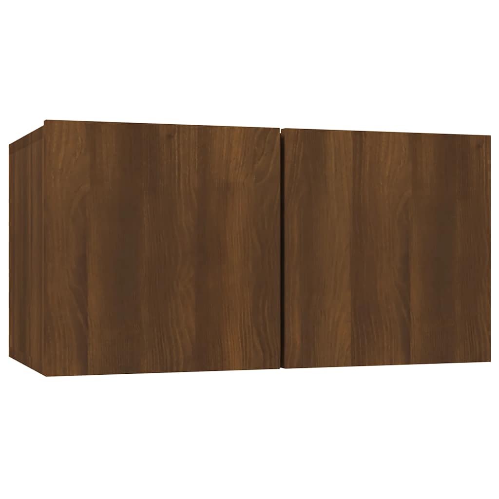 væghængt tv-bord 60x30x30 cm konstrueret træ brun egetræ