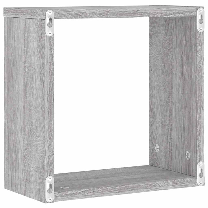væghylder 6 stk. 30x15x30 cm kubeformet grå sonoma-eg