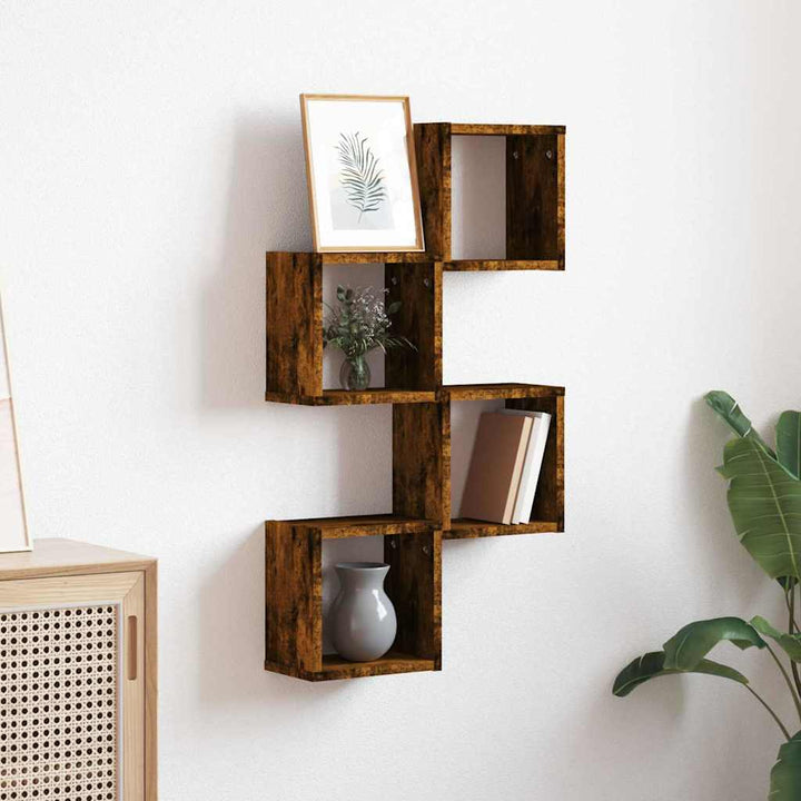 Væghylder 4 pcs Røget eg 26 x 15 x 26 cm Konstrueret træ