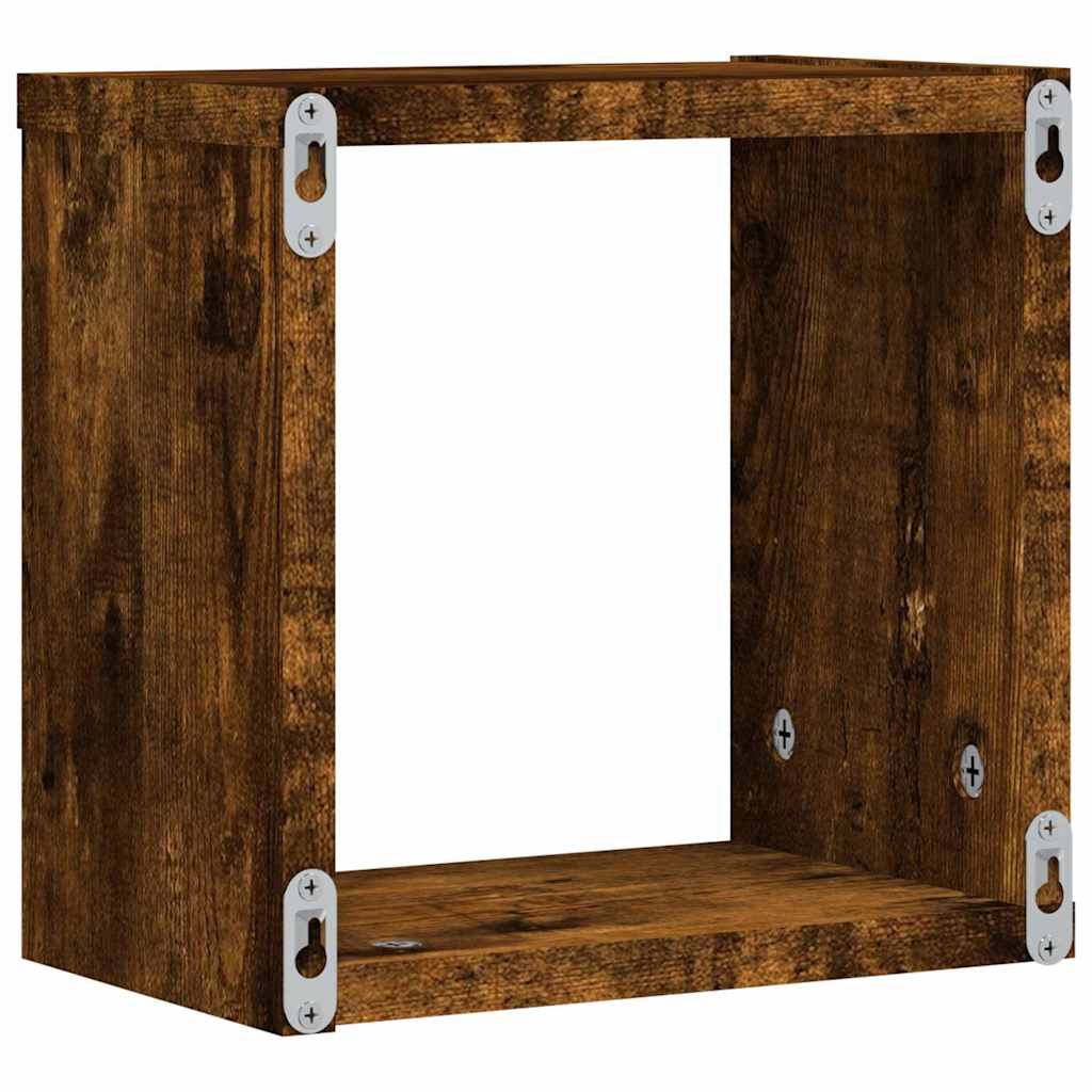 Væghylder 4 pcs Røget eg 26 x 15 x 26 cm Konstrueret træ