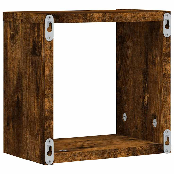 Væghylder 4 pcs Røget eg 26 x 15 x 26 cm Konstrueret træ