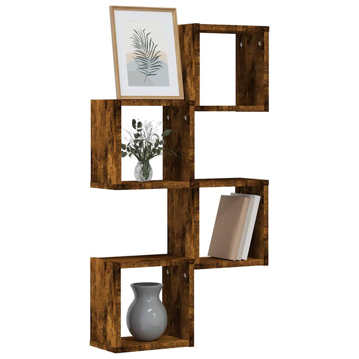 Væghylder 4 pcs Røget eg 26 x 15 x 26 cm Konstrueret træ