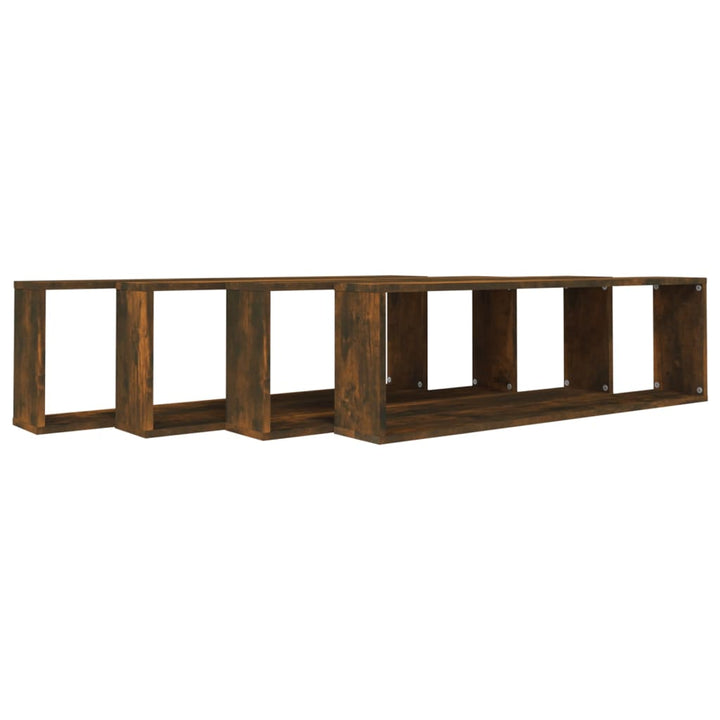 væghylder 4 stk. 100x15x30 cm konstrueret træ røget egetræ