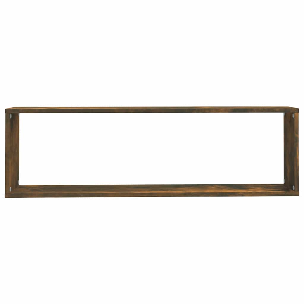 væghylder 4 stk. 100x15x30 cm konstrueret træ røget egetræ