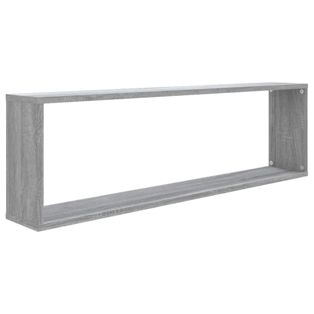 væghylder 2 stk. 100x15x30 cm konstrueret træ grå sonoma-eg