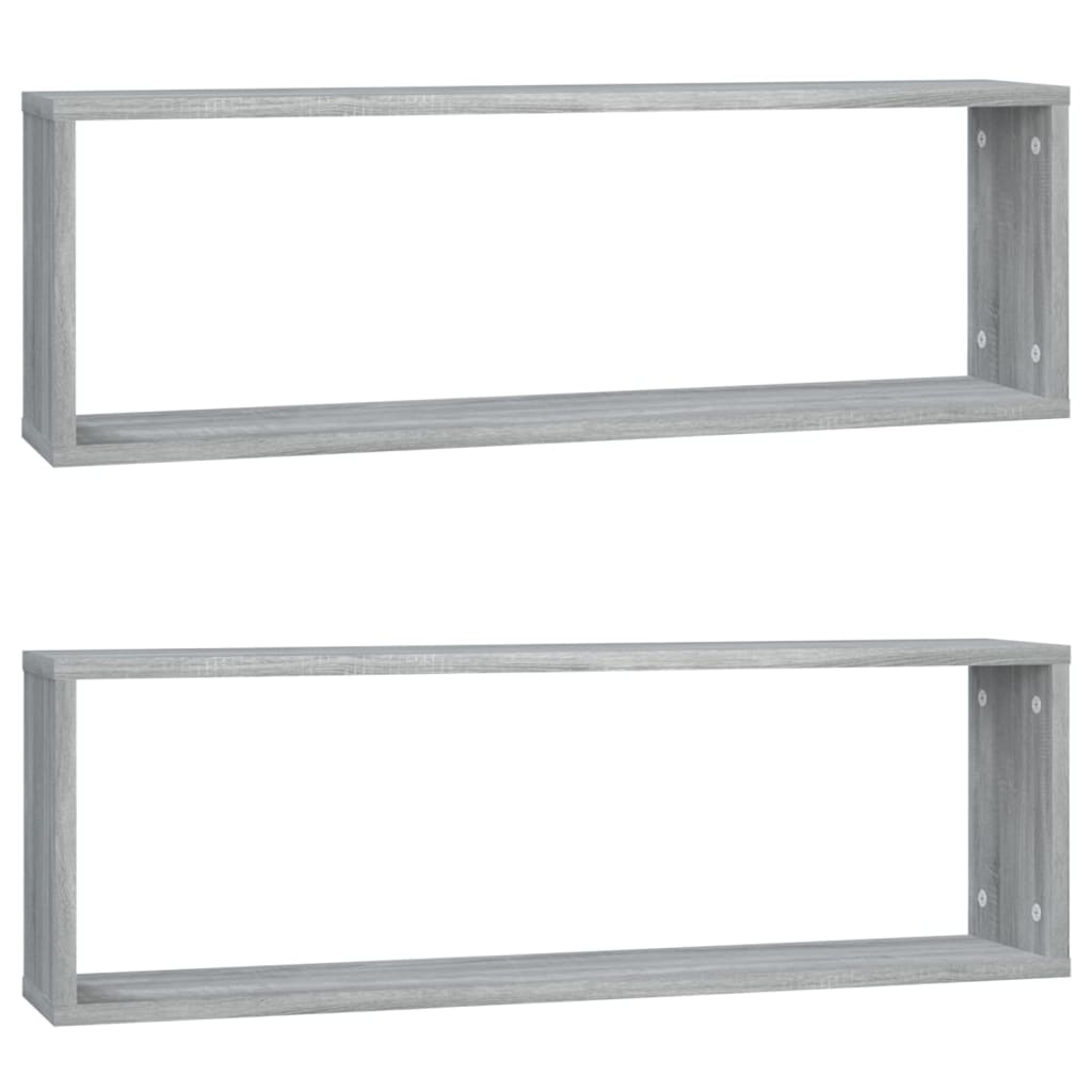 væghylder 2 stk. 80x15x26,5 cm konstrueret træ grå sonoma-eg