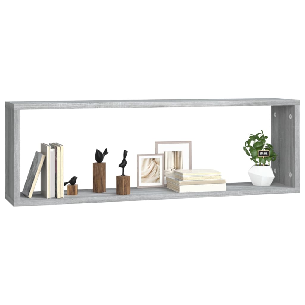 væghylder 4 stk. 80x15x26,5 cm konstrueret træ grå sonoma-eg