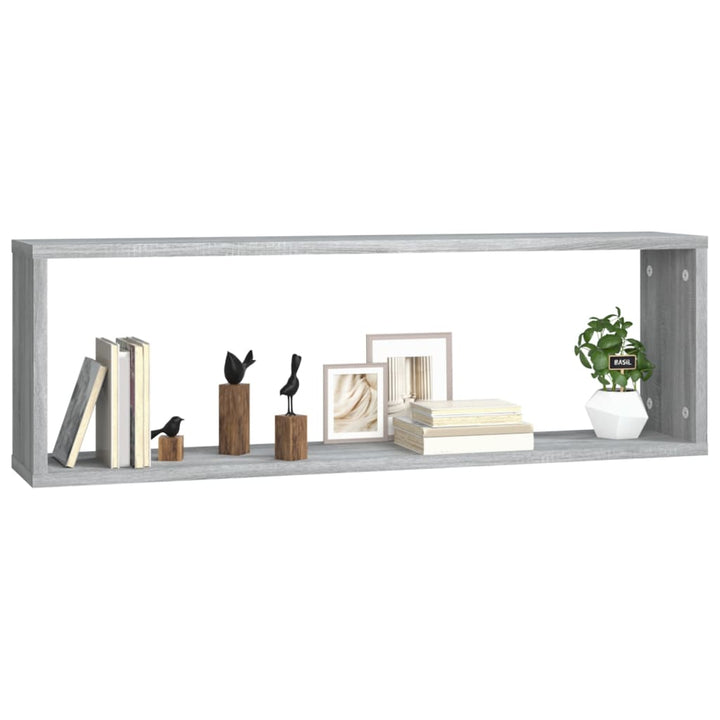 væghylder 4 stk. 80x15x26,5 cm konstrueret træ grå sonoma-eg