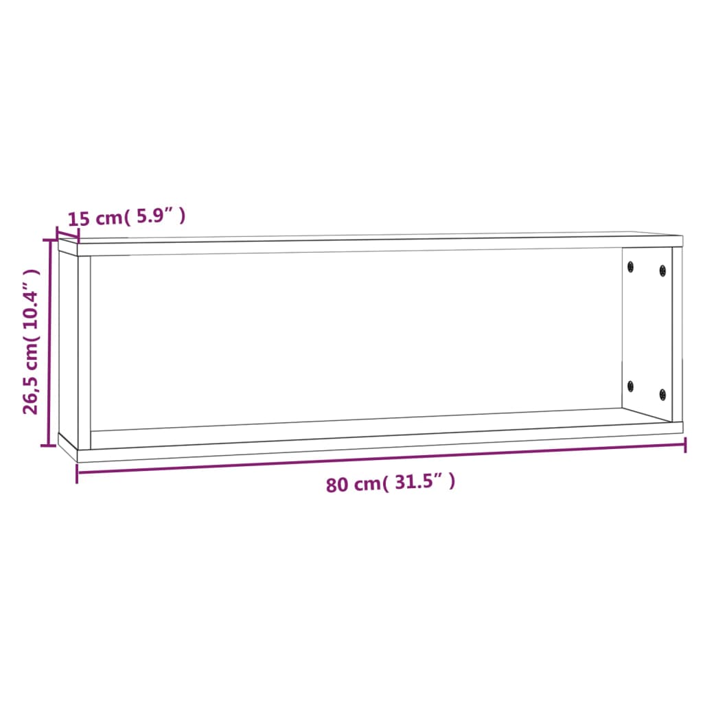 væghylder 4 stk. 80x15x26,5 cm konstrueret træ grå sonoma-eg