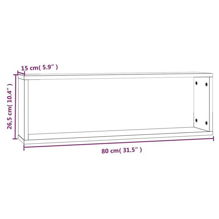 væghylder 4 stk. 80x15x26,5 cm konstrueret træ grå sonoma-eg