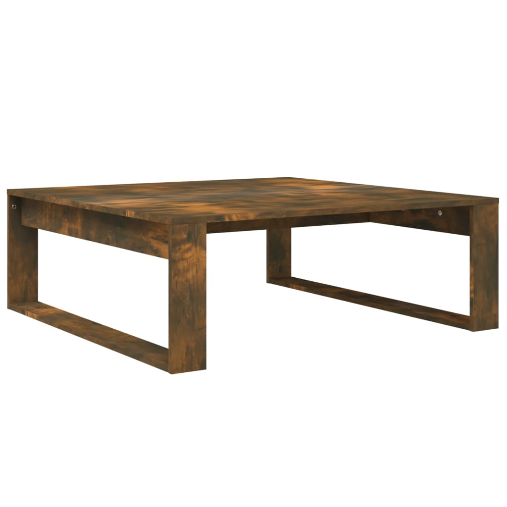 sofabord 100x100x35 cm konstrueret træ røget egetræsfarve