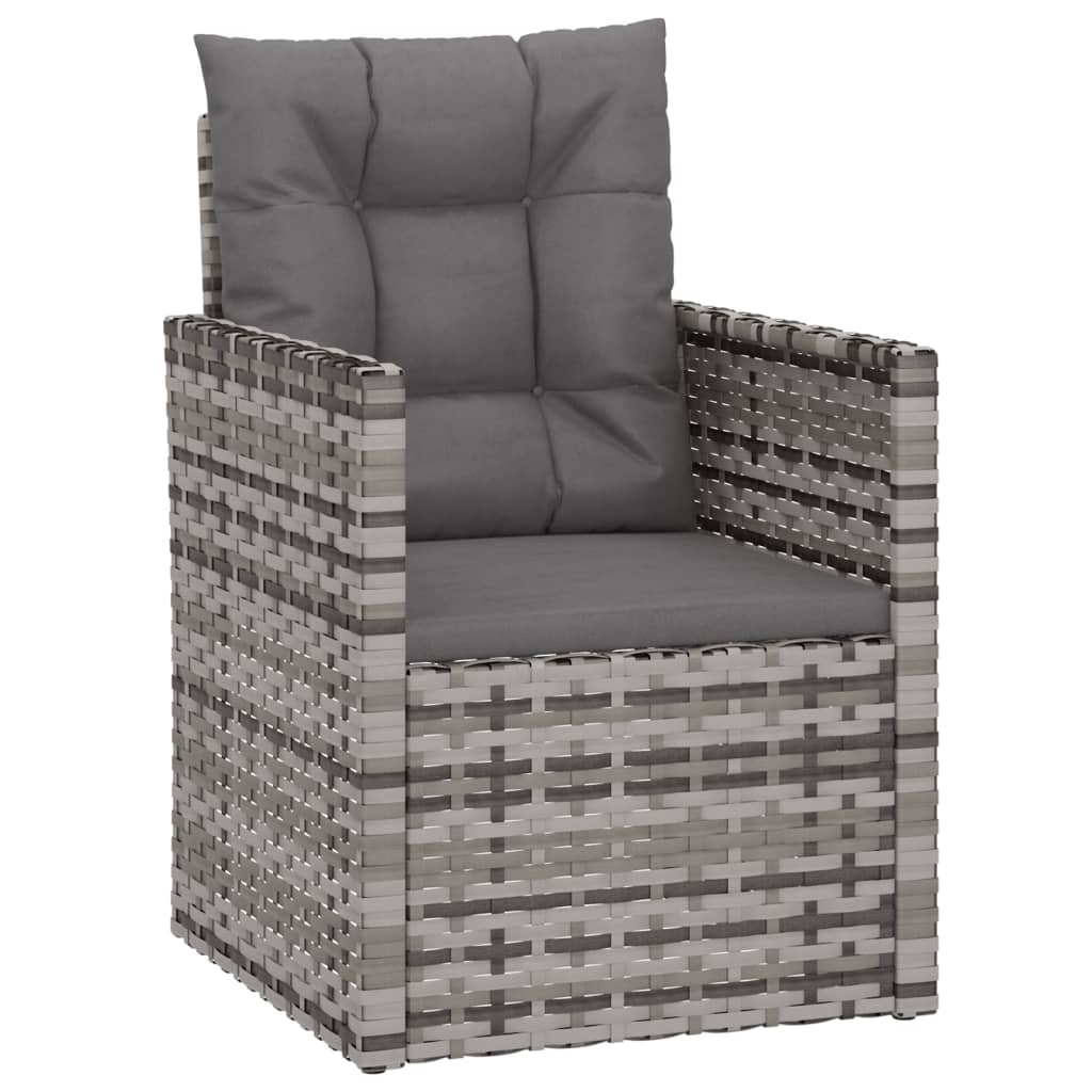 udendørs loungesæt 3 dele med hynder polyrattan grå