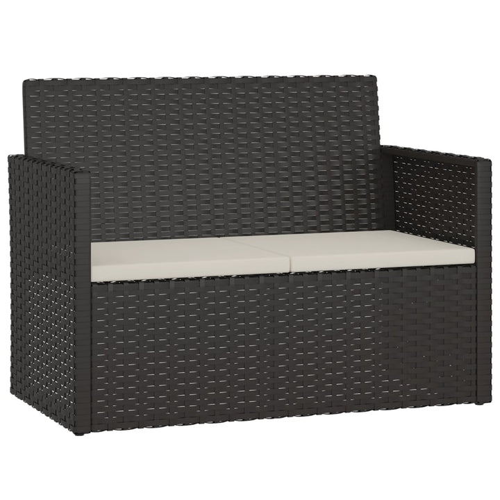 udendørs loungesæt 4 dele med hynder polyrattan sort