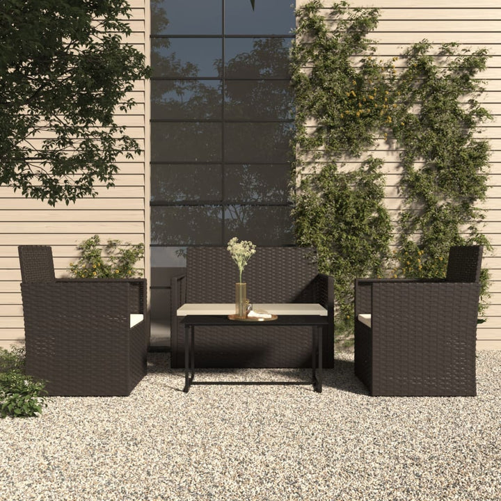 udendørs loungesæt 4 dele med hynder polyrattan sort