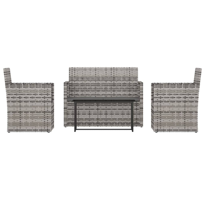 udendørs loungesæt 4 dele med hynder polyrattan grå