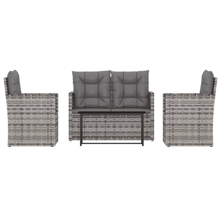 udendørs loungesæt 4 dele med hynder polyrattan grå