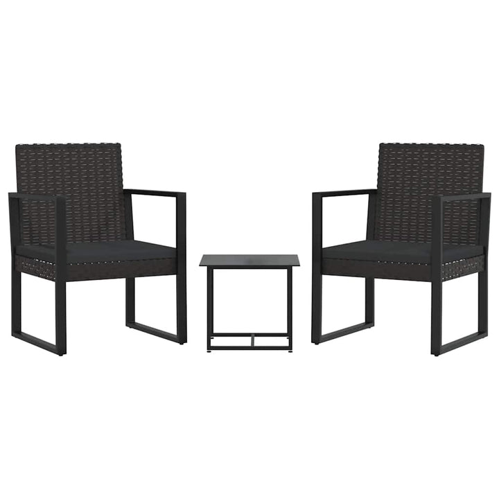 loungesæt til haven 3 dele med hynder polyrattan sort