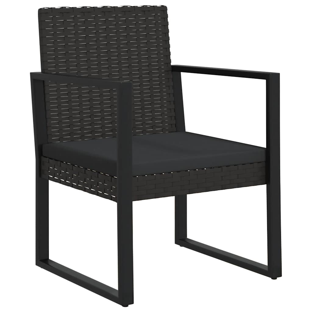 loungesæt til haven 3 dele med hynder polyrattan sort