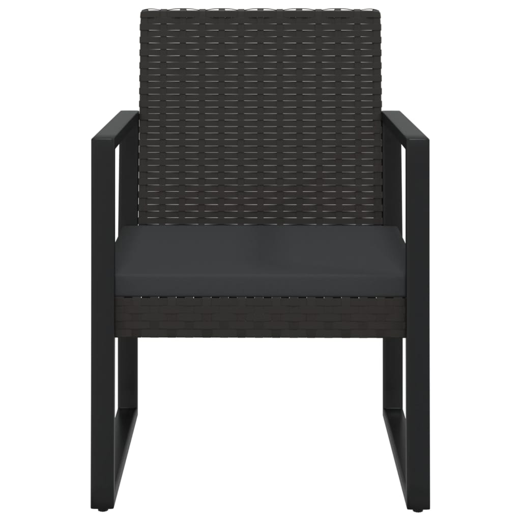 loungesæt til haven 3 dele med hynder polyrattan sort
