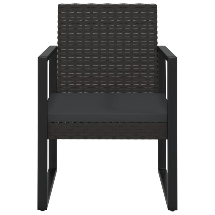 loungesæt til haven 3 dele med hynder polyrattan sort
