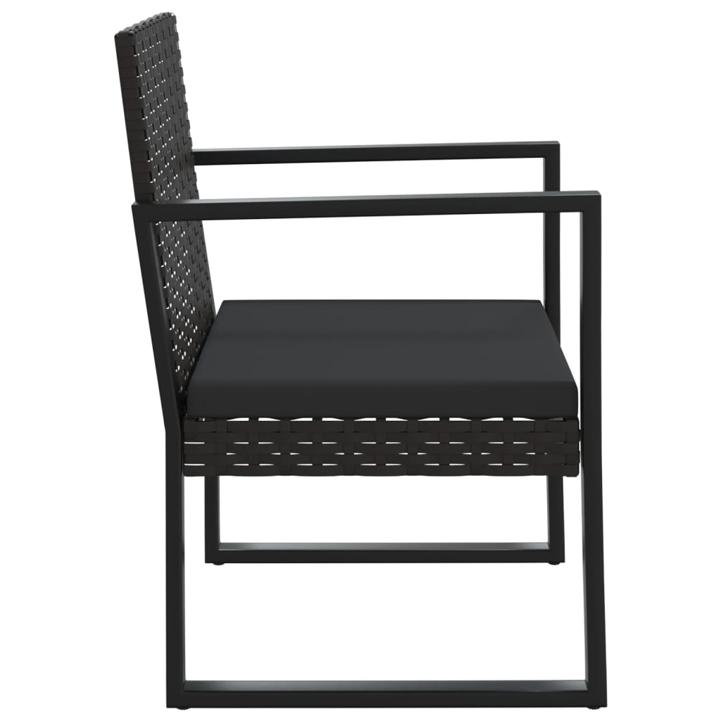 loungesæt til haven 3 dele med hynder polyrattan sort