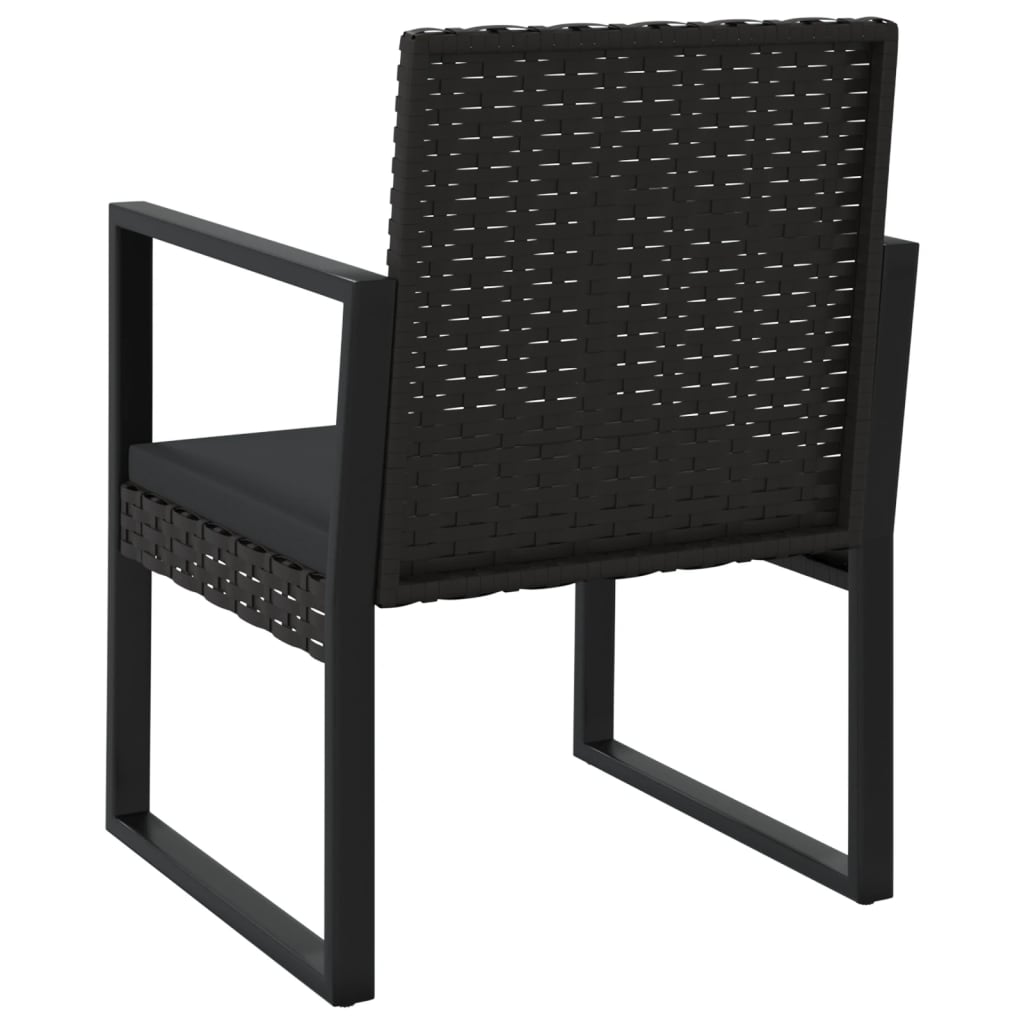loungesæt til haven 3 dele med hynder polyrattan sort