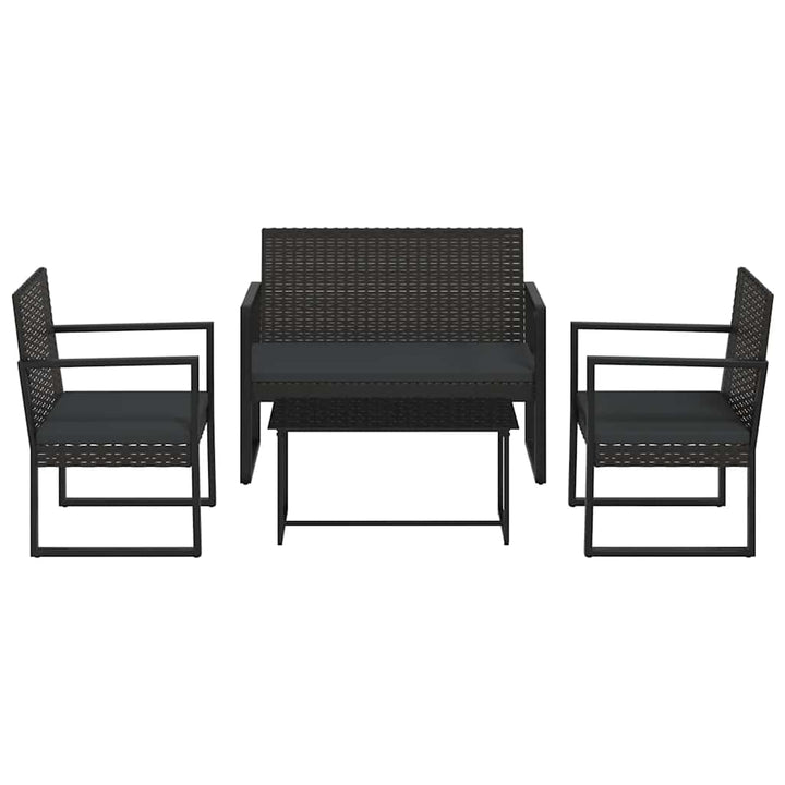 loungesæt til haven 4 dele med hynder polyrattan sort