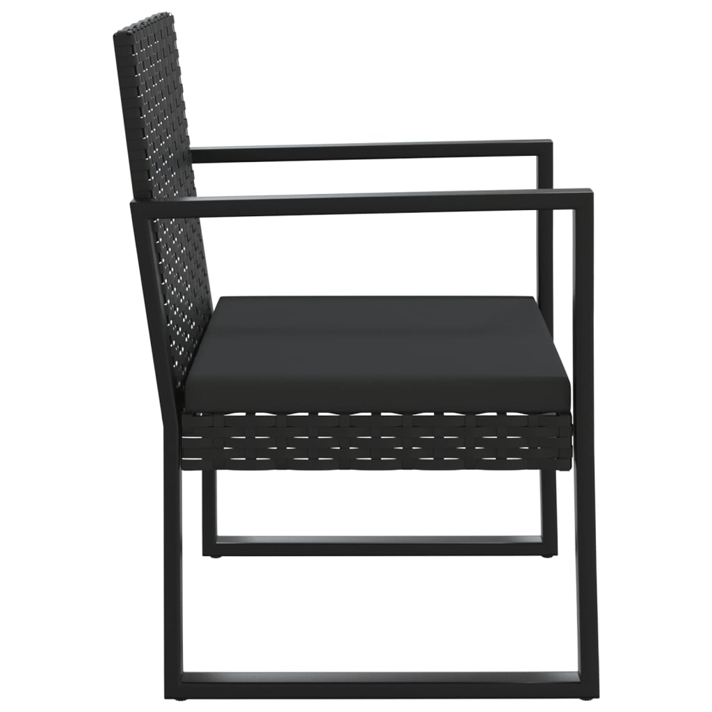 loungesæt til haven 4 dele med hynder polyrattan sort