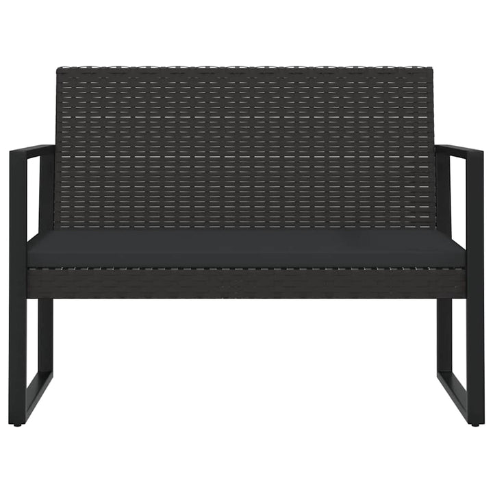 loungesæt til haven 4 dele med hynder polyrattan sort