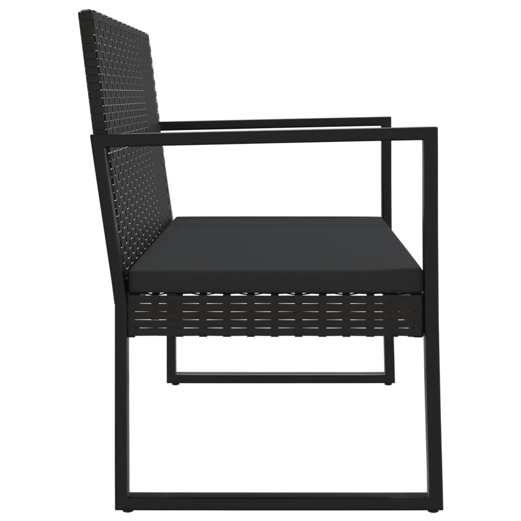loungesæt til haven 4 dele med hynder polyrattan sort