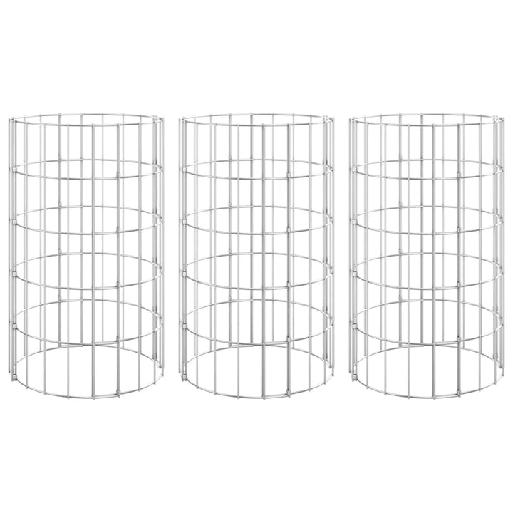 rundt gabion-havebede 3 stk. Ø30x50 cm galvaniseret stål