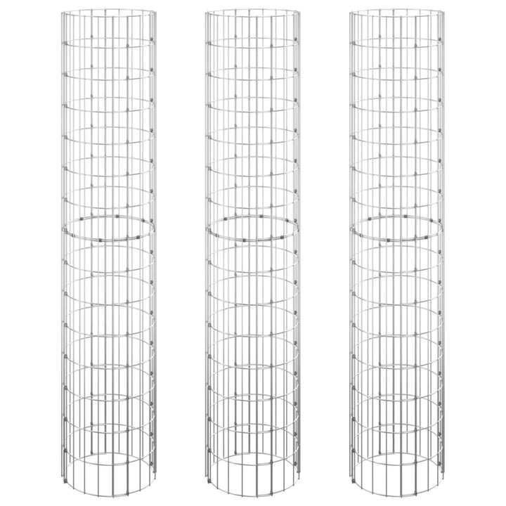 rundt gabion-havebede 3 stk. Ø30x150 cm galvaniseret stål