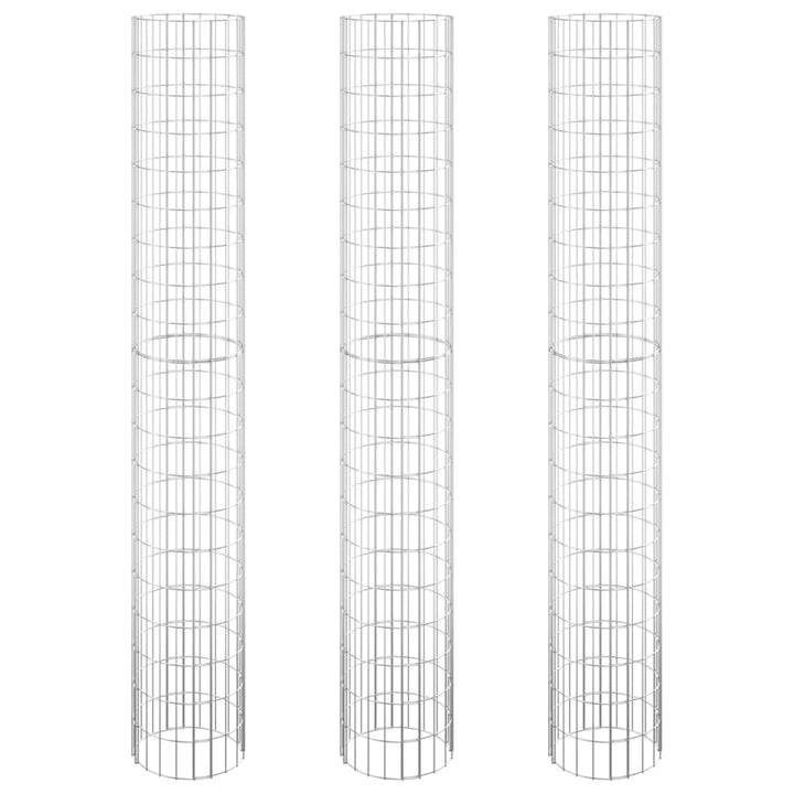 rundt gabion-havebede 3 stk. Ø30x200 cm galvaniseret stål