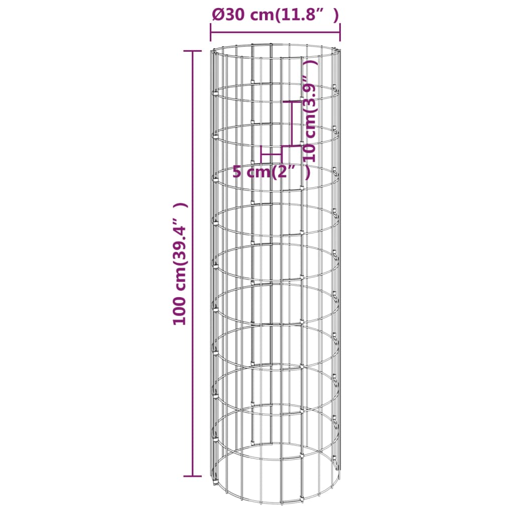 gabion-kurve 4 stk. cylinderformet Ø30x50/100/150/200 cm