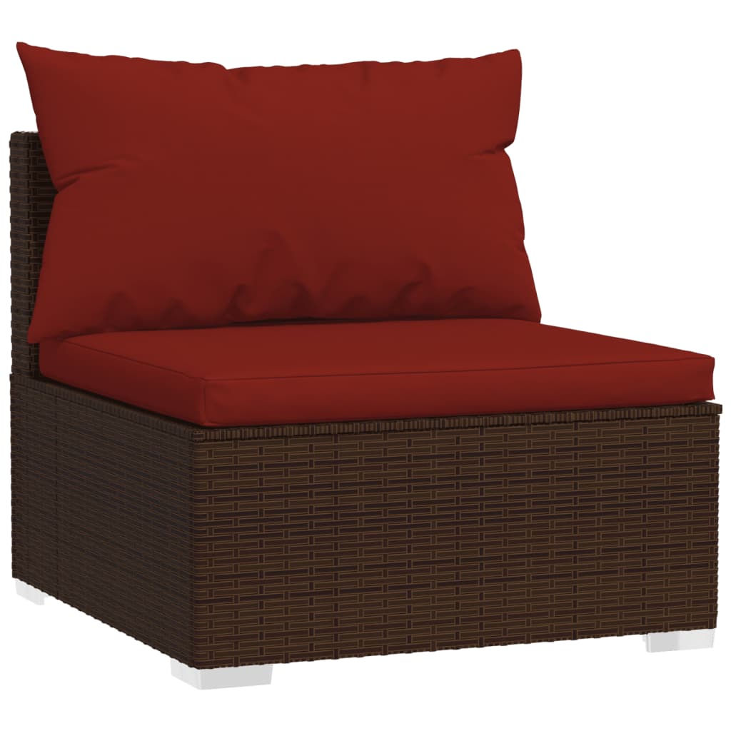 haveloungesæt 4 dele med hynder polyrattan brun