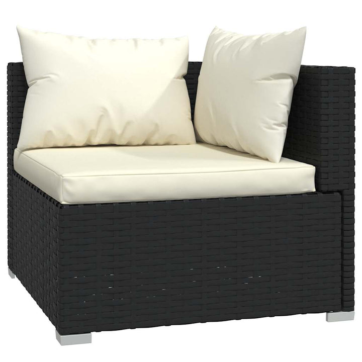 haveloungesæt 4 dele med hynder polyrattan sort