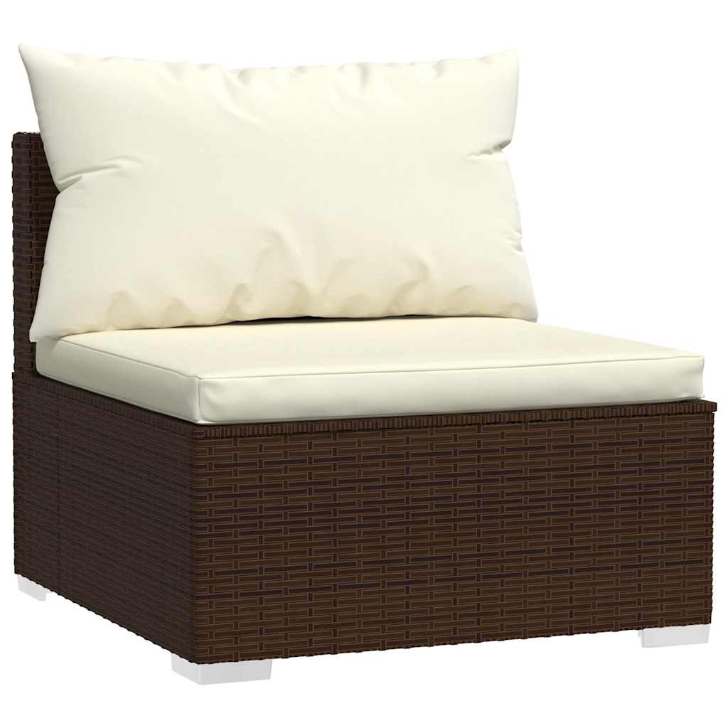 loungesæt til haven 4 dele med hynder polyrattan brun