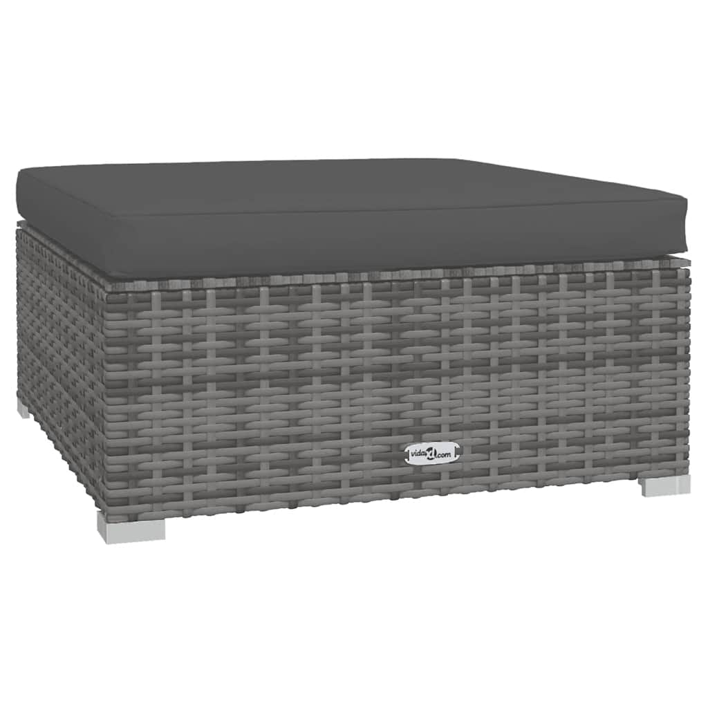 loungesæt til haven 5 dele med hynder polyrattan grå
