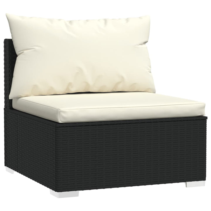 loungesæt til haven 7 dele med hynder polyrattan sort